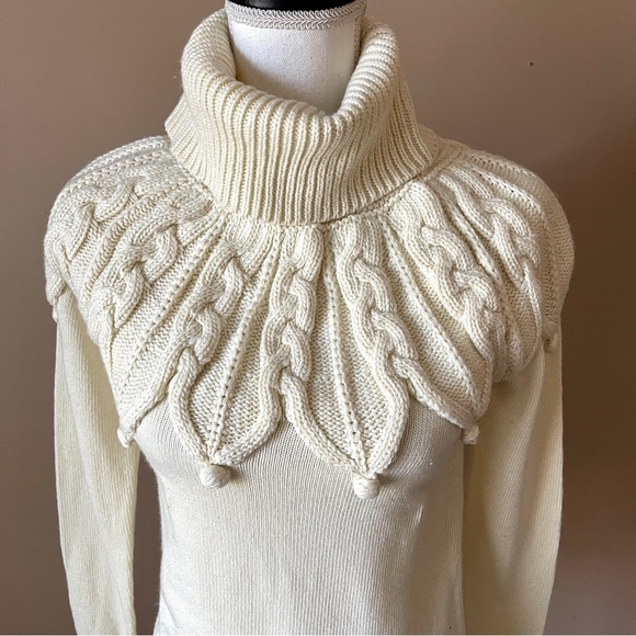 OASIS | Cream Chunky Knit Turtleneck Sweater Sz XS - Picture 3 of 9